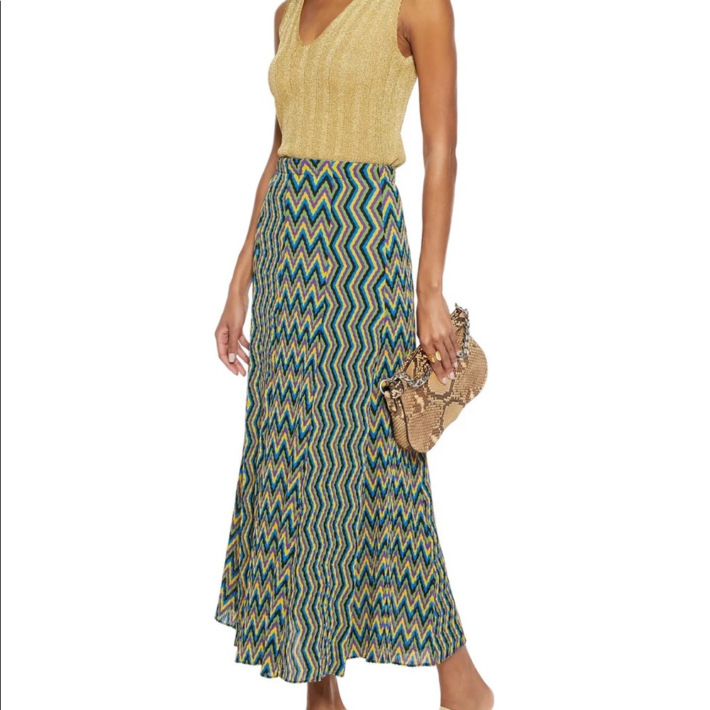 M MISSONI PRINTED CREPE COLORFUL MAXI SKIRT L NWT